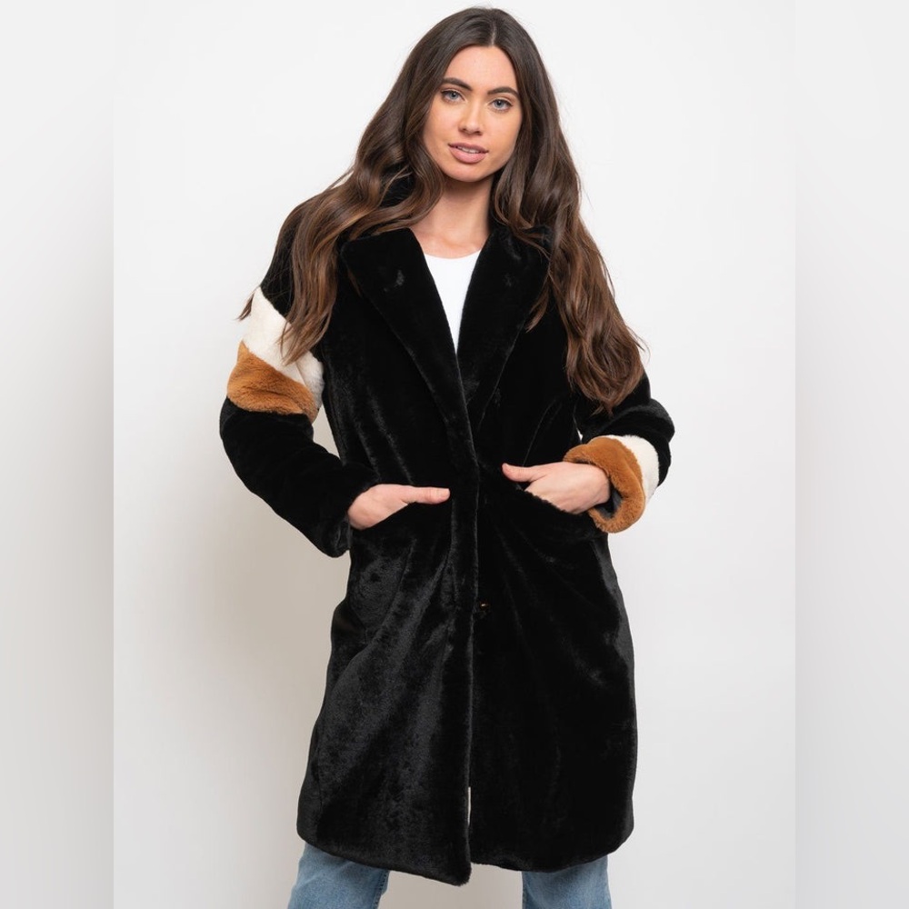 WOMEN'S LONG VEGAN FAUX FUR COAT IN BLACK Shabby Chic